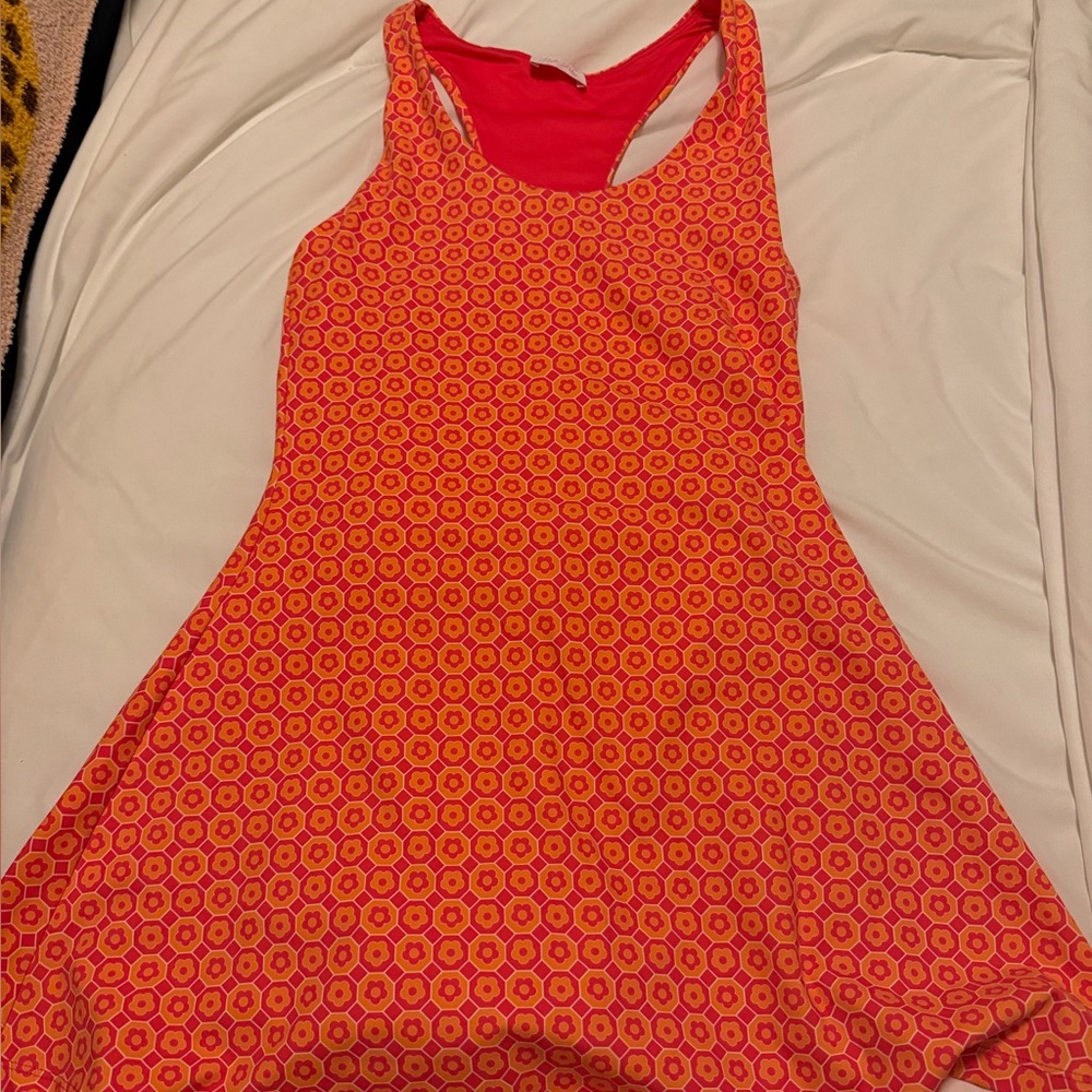 Vibrant Orange and Pink Sleeveless Dress